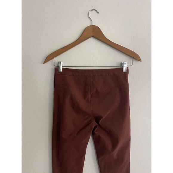 MM Lafleur 2 Pant Cigarette Foster Pants Power Stretch Seamed Side Zipper Brown - Picture 8 of 9